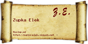 Zupka Elek névjegykártya